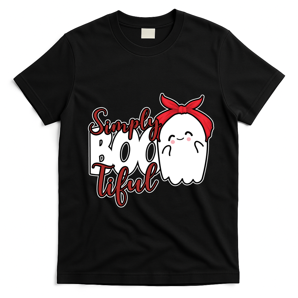 Simply Bootiful Cute Halloween Ghost T-Shirt - Black