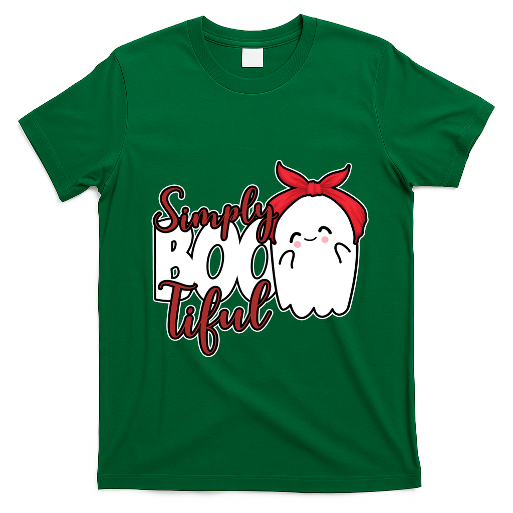 Simply Bootiful Cute Halloween Ghost T-Shirt - Irish Green