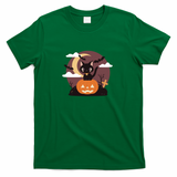 Spooky Black Cat on a Pumpkin - Green