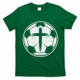 Soccer Ball Christian Cross T-Shirt - Irish Green