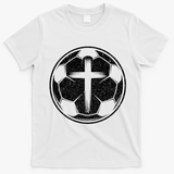 Soccer Ball Christian Cross T-Shirt - White