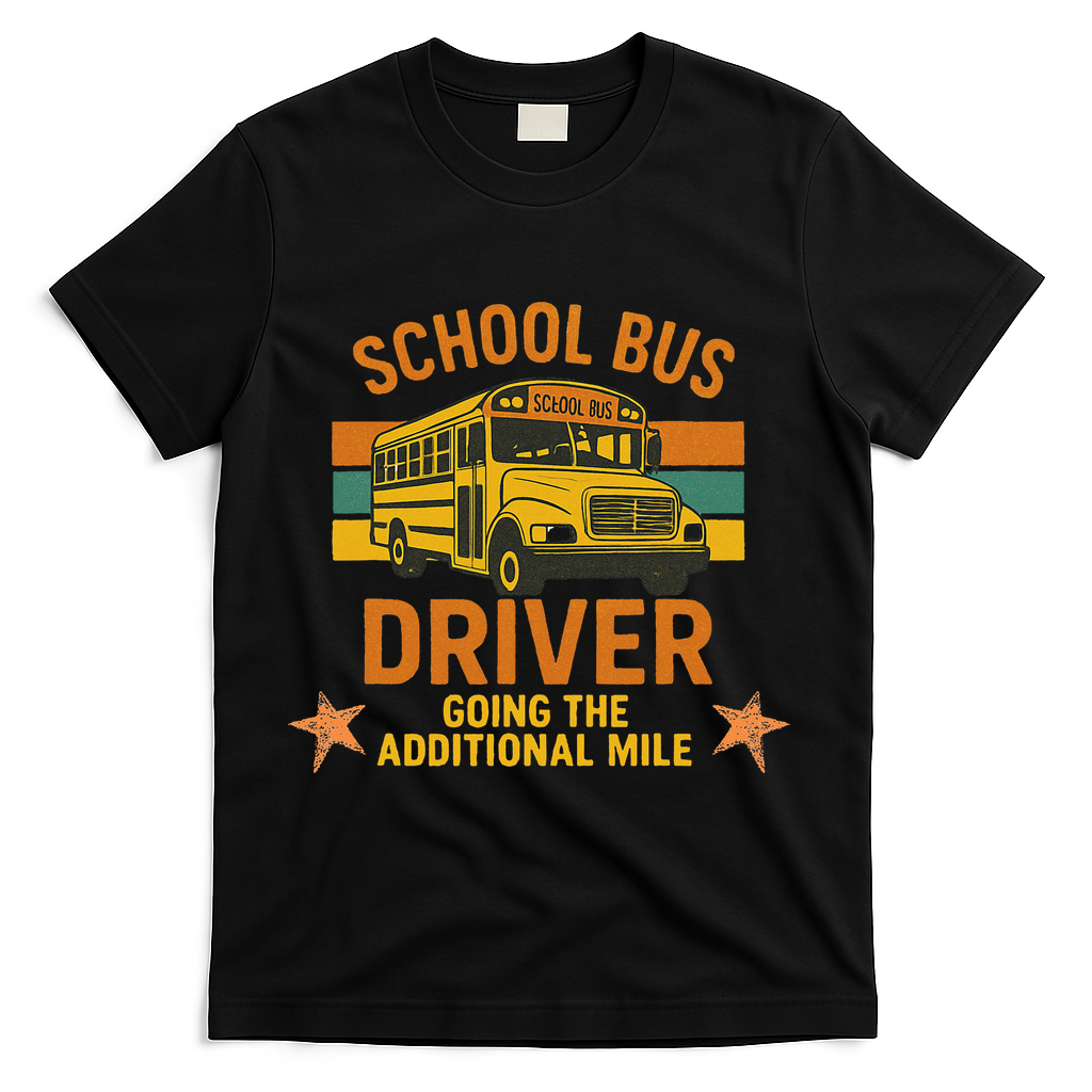 School Bus Driver Going The Additional Mile Vintage Retro T-Shirt - Black