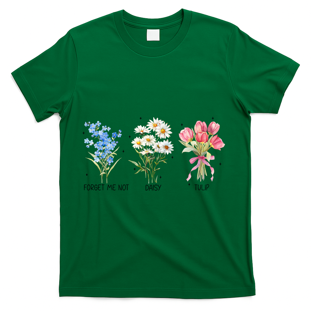 Subtle Boho Flowers Anti Trumpp  T-Shirt - Green