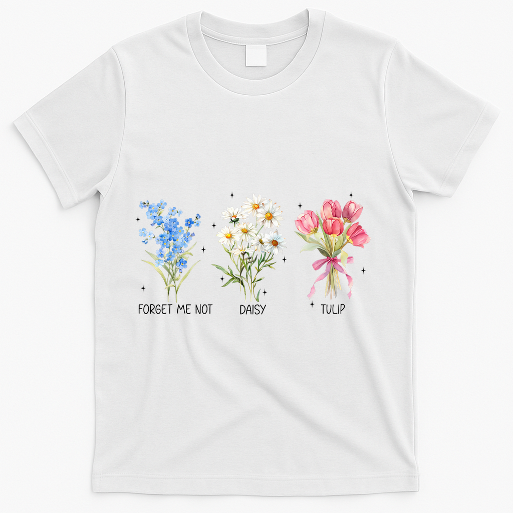 Subtle Boho Flowers Anti Trumpp  T-Shirt - White