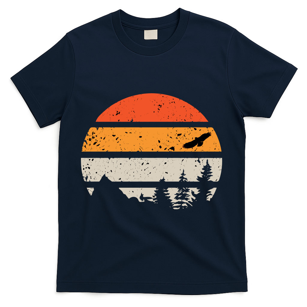Summer Beach Hawaiian Vintage T-Shirt - Navy