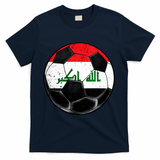Soccer Ball Iraq Flag Iraqi T-Shirt - Navy