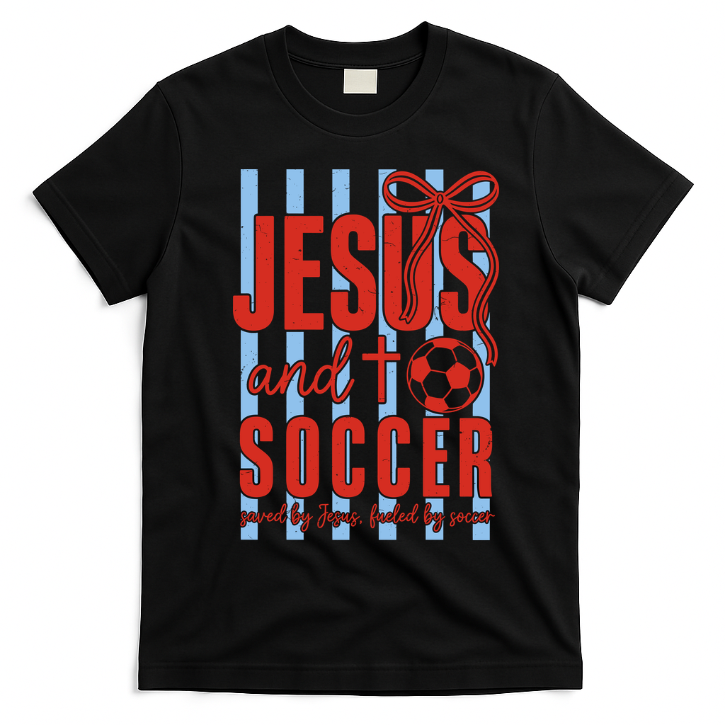 Saved By Jesus Fueled By Soccer T-Shirt - Black