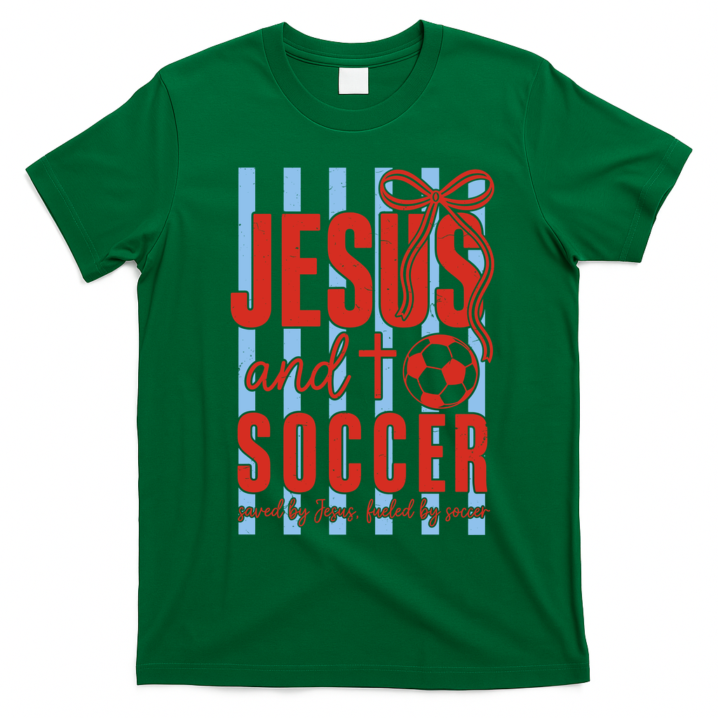 Saved By Jesus Fueled By Soccer T-Shirt - Irish Green