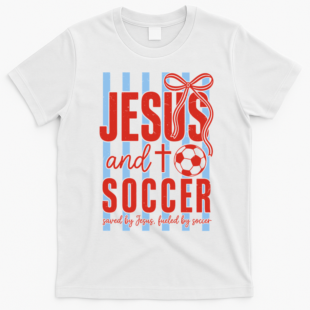 Saved By Jesus Fueled By Soccer T-Shirt - White