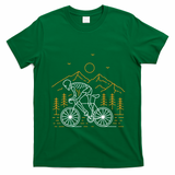 Skeleton Biking Lazy Halloween Costume Cool Line Art Bicycle T-Shirt - Irish Green