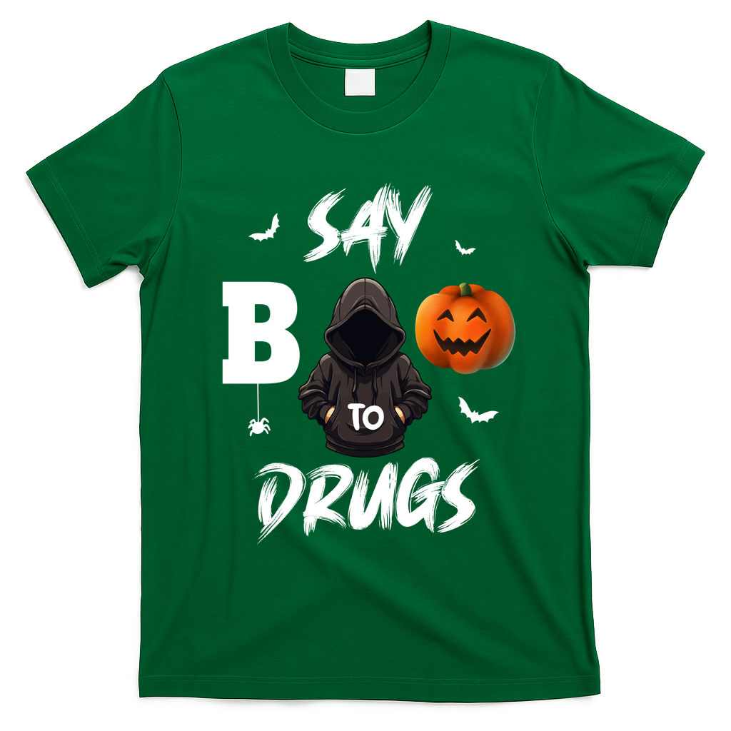 Say Boo To Drugs Halloween Pumpkin Awareness T-Shirt - Irish Green