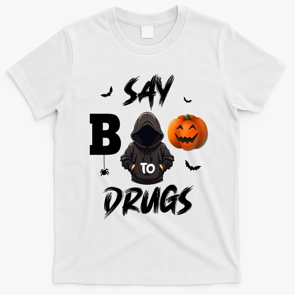 Say Boo To Drugs Halloween Pumpkin Awareness T-Shirt - White