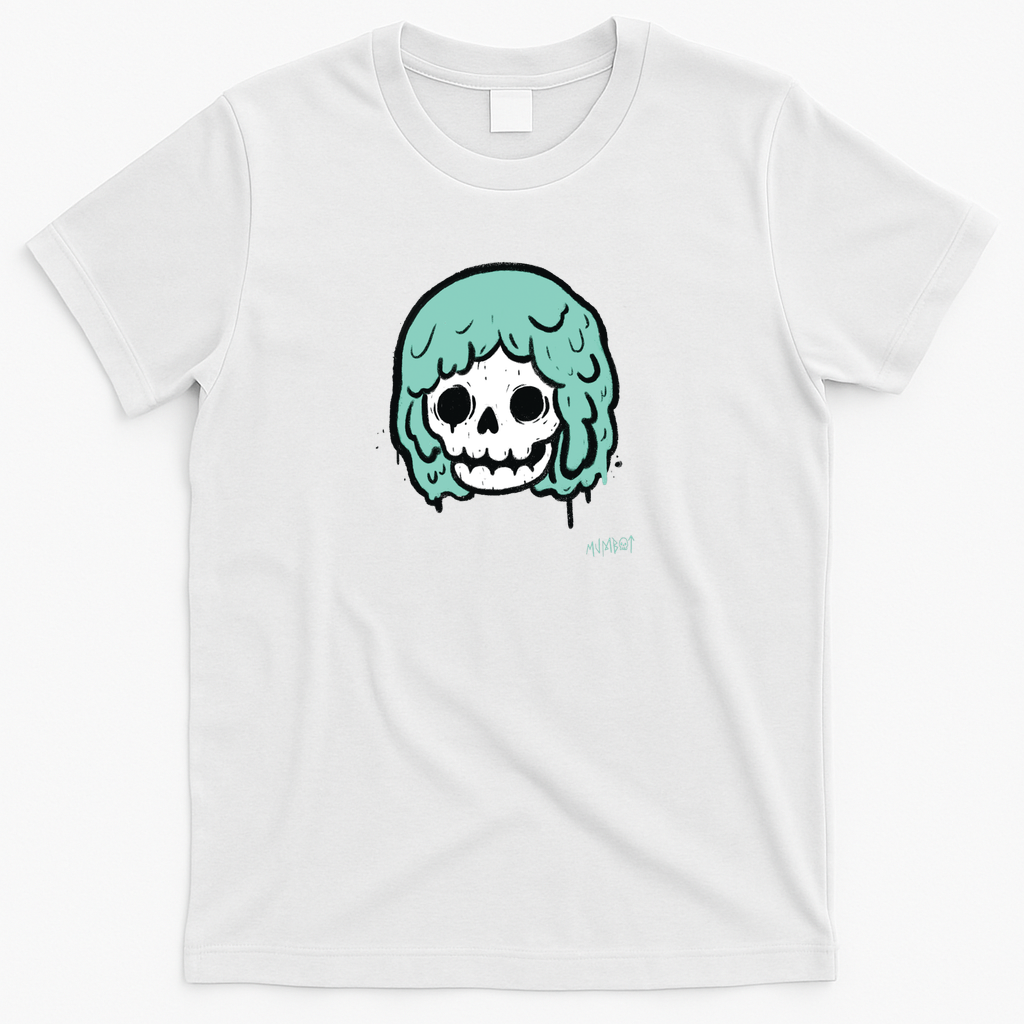 skully b with hair - White