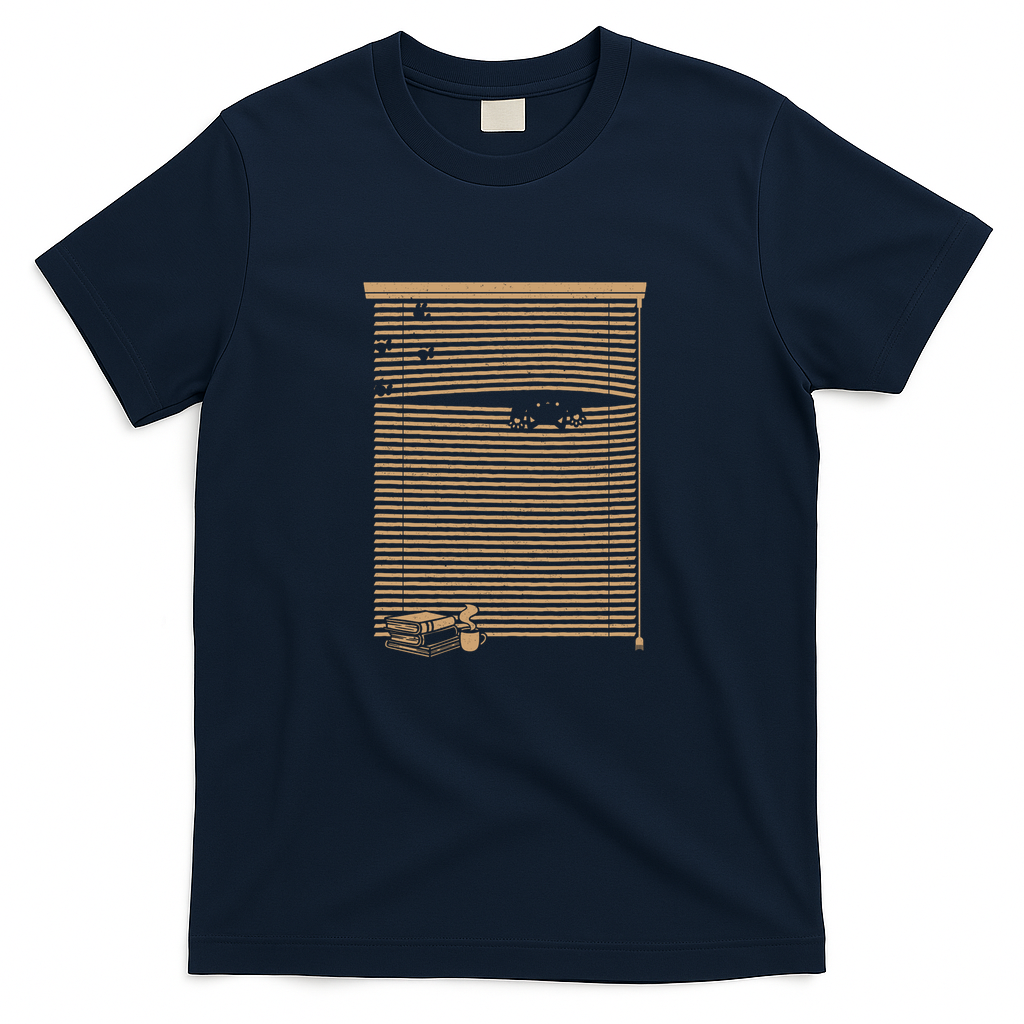 Spying Cat Black and White Window by Tobe Fonseca - Navy