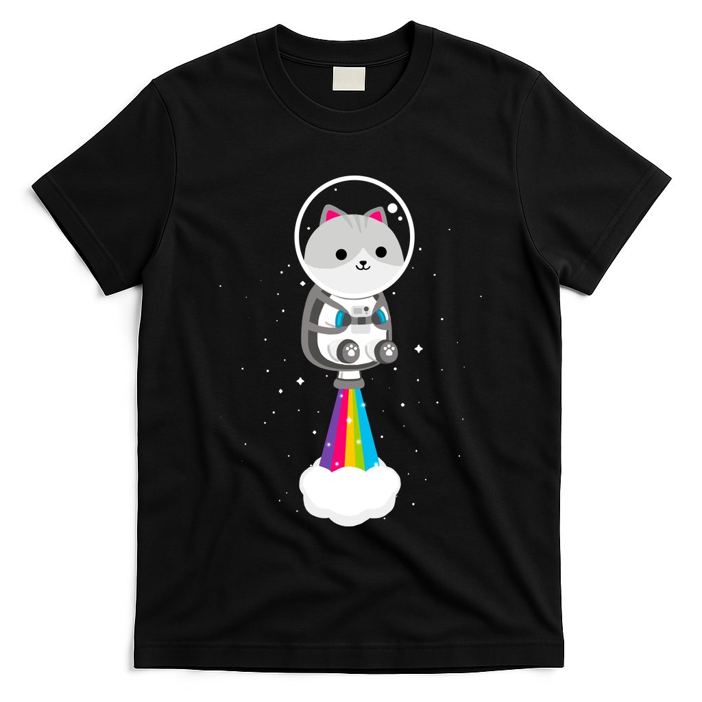 Space Cat Blasting Off T-Shirt