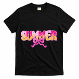 Summer Coquette Bow Ice Cream Summer Vacation Hawaii Beach T-Shirt - Black