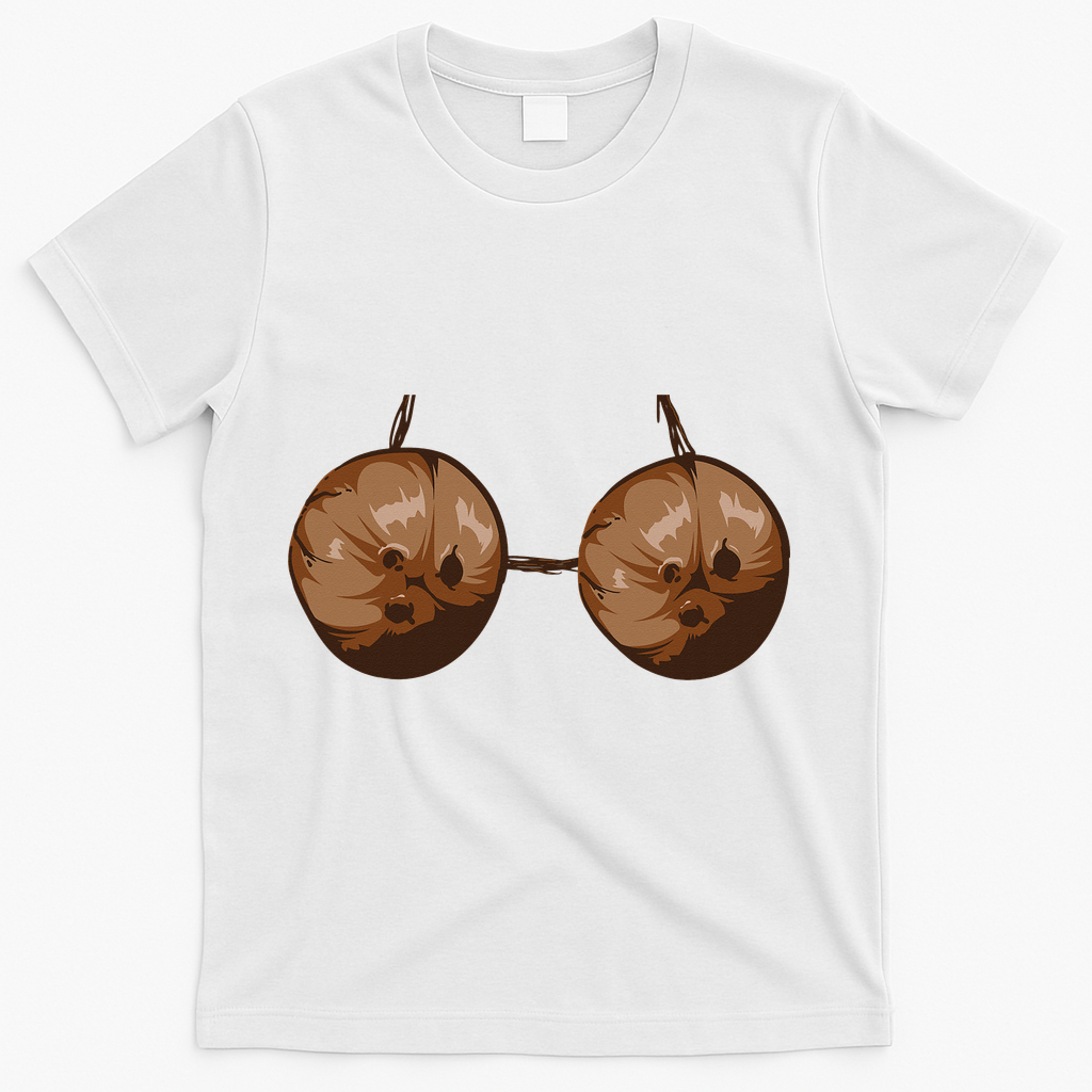 Summer Coconut Bra Halloween Costume Funny Outfit Gift T-Shirt - White