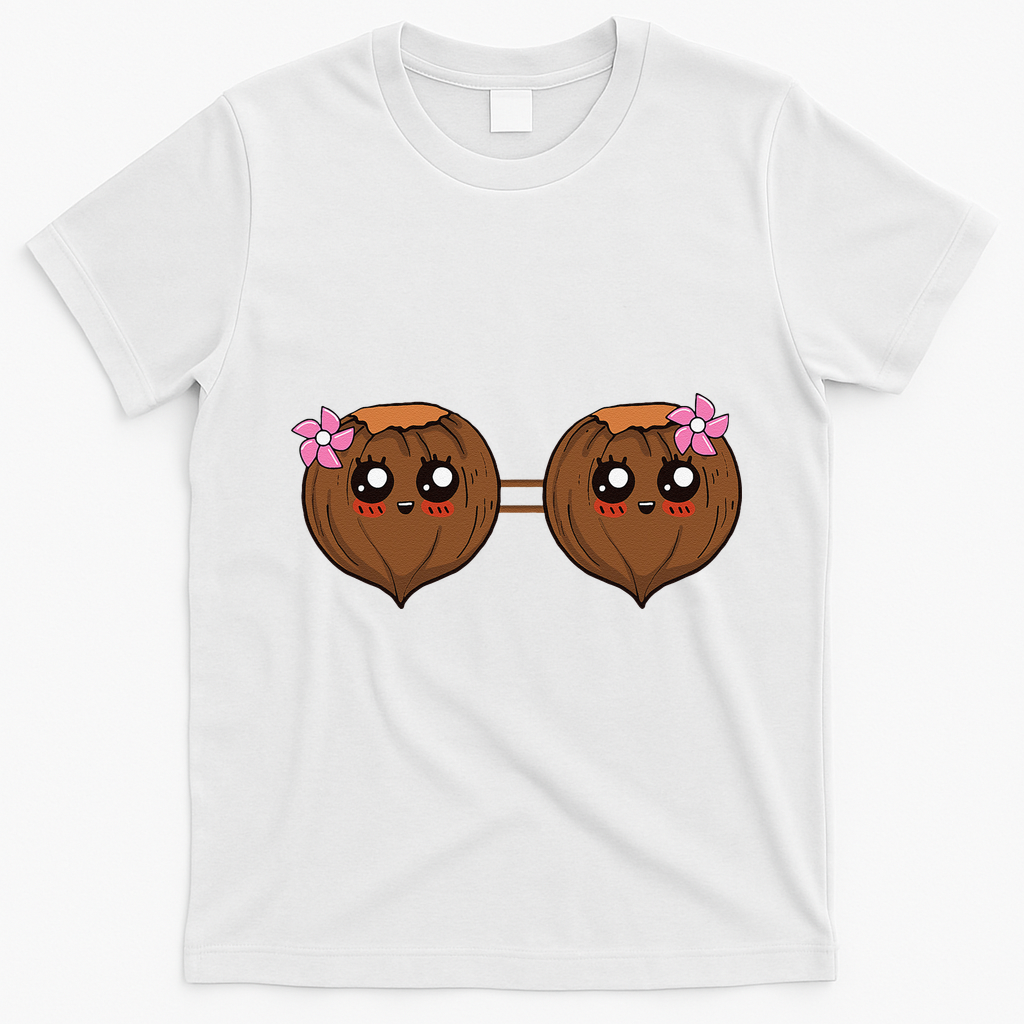 Summer Coconut Bra Halloween Costume Hawaii Aloha Beach T-Shirt - White