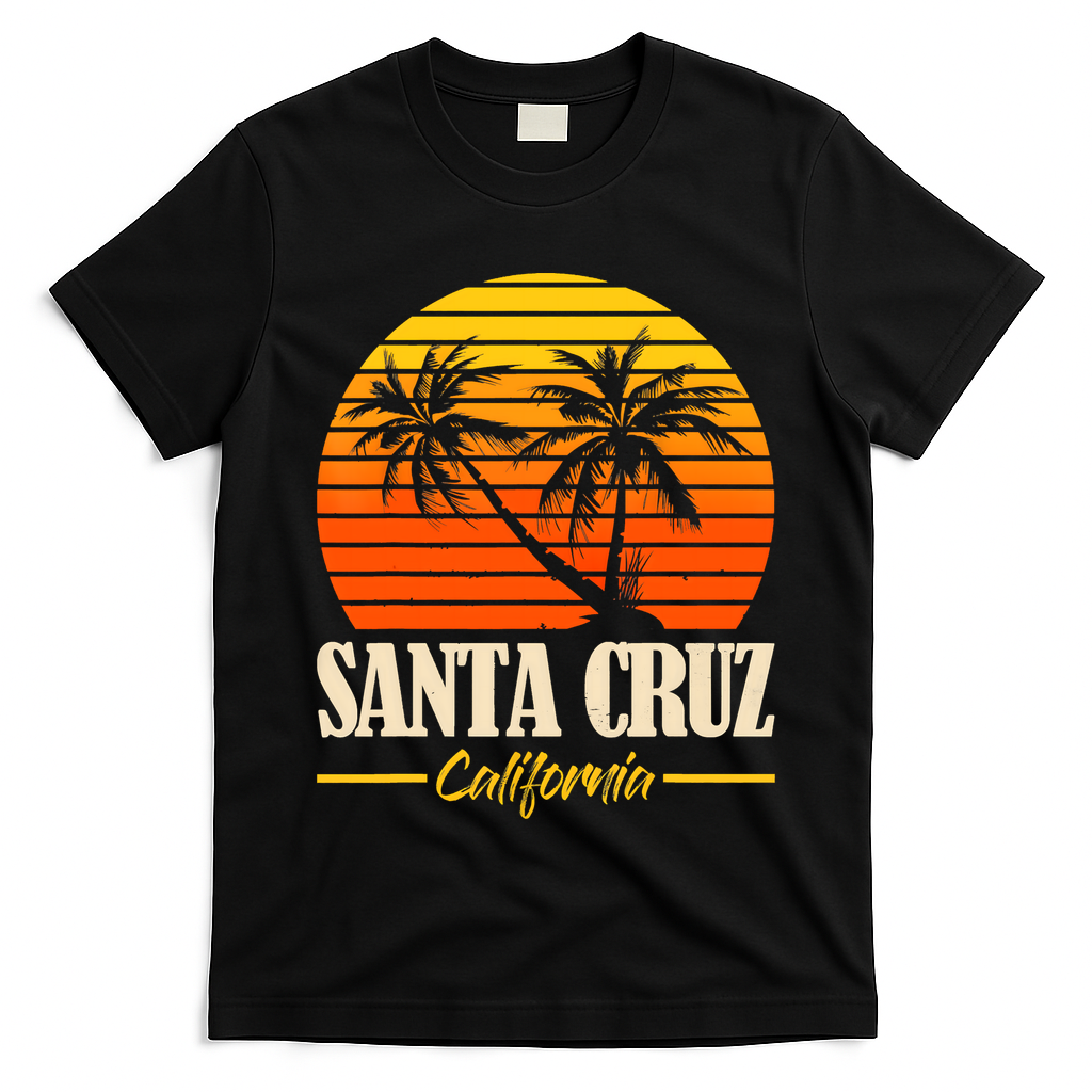 Santa Cruz California Retro Vintage Sunset Beach 70s 80s T-Shirt