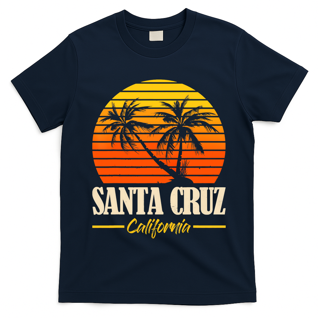 Santa Cruz California Retro Vintage Sunset Beach 70s 80s T-Shirt