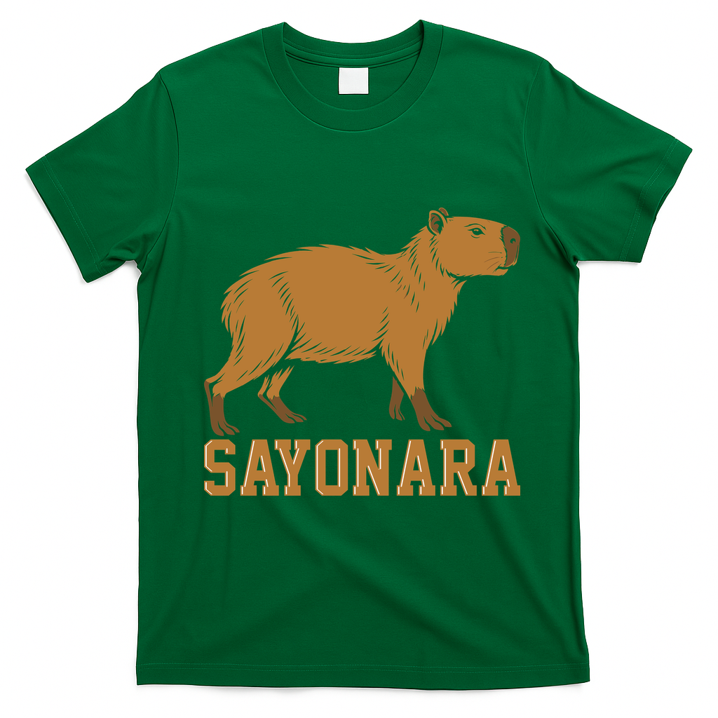 Sayonara Capybara Cartoon Animal Lovers T-Shirt - Irish Green