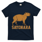 Sayonara Capybara Cartoon Animal Lovers T-Shirt - Navy Blue