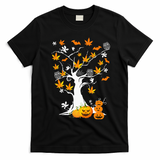 Spooky Cannabis Halloween Costume with Weed Leaf Tree Ghost Pumpkin T-Shirt - Black