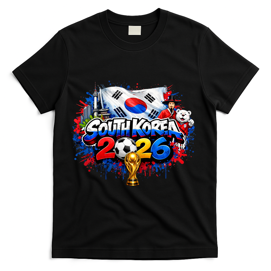 SOUTH COREA North America Soccer Tournament 2026 T-Shirt - Black