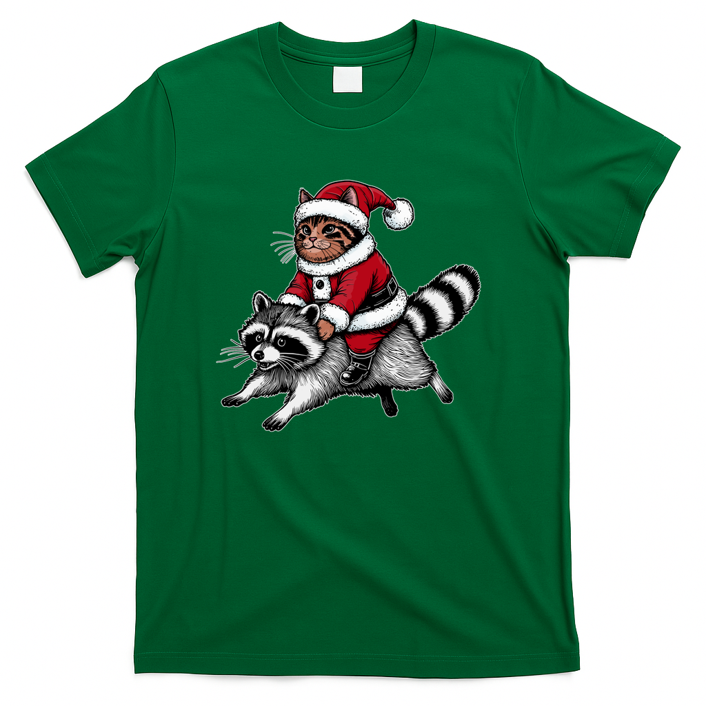 Santa Claws On A Raccoon - Green