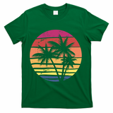 Summer Colorful Palm Tree Retro Sunset T-Shirt - Green