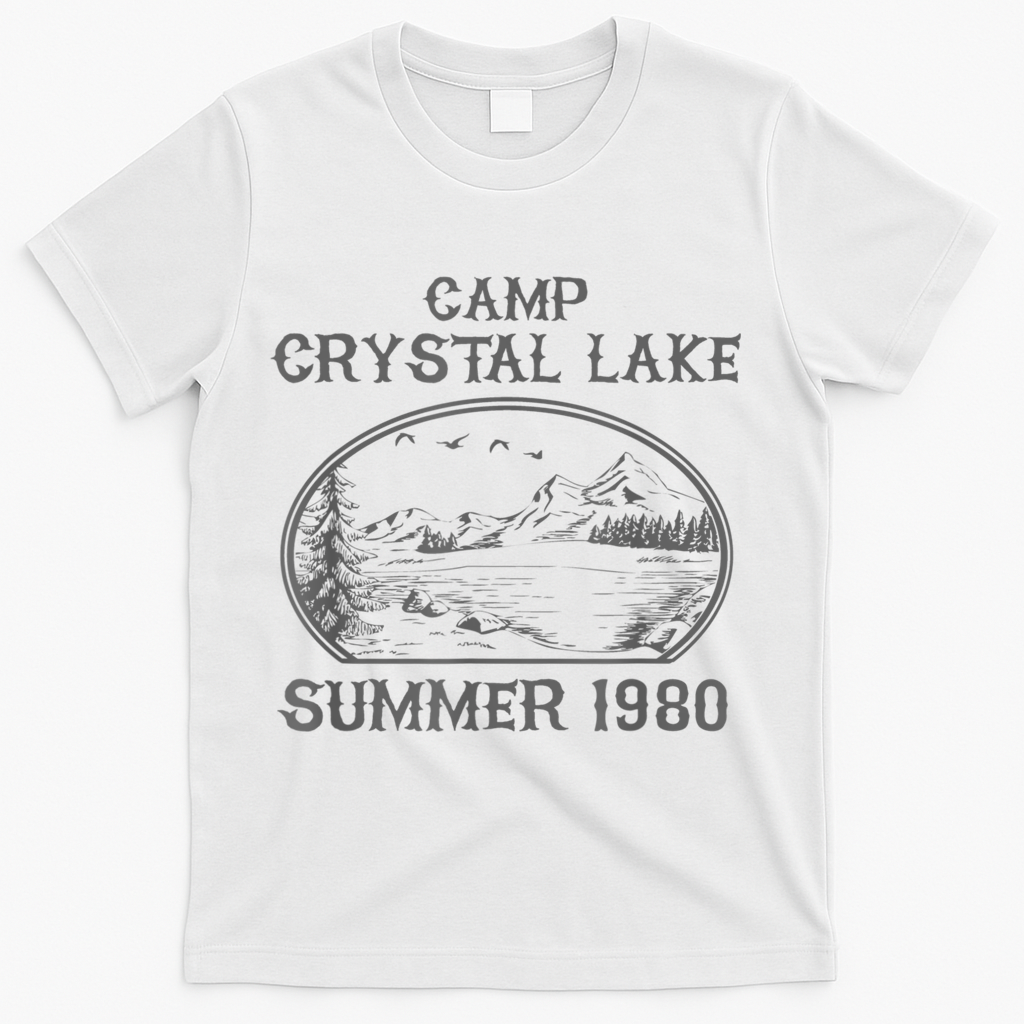 Summer Camp Retro 1980 Crystal Clear Lake Halloween Friday T-Shirt - White
