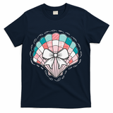 Seashell Coquette Summer Vibes Coastal Hawaii Preppy Beach T-Shirt - Navy