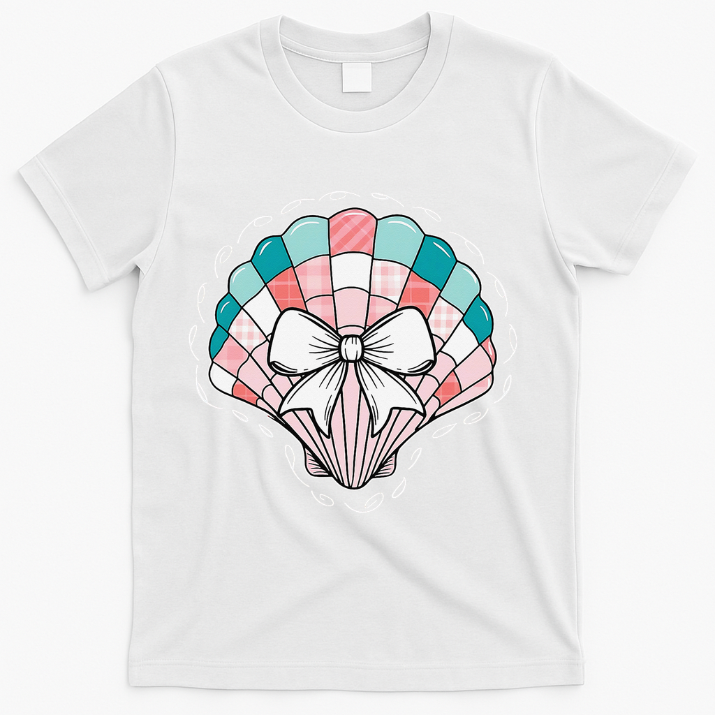 Seashell Coquette Summer Vibes Coastal Hawaii Preppy Beach T-Shirt - White