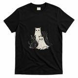 Spooky Cat Social Club Ghost Cat Halloween Gothic Black Cat T-Shirt - Black
