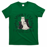 Spooky Cat Social Club Ghost Cat Halloween Gothic Black Cat T-Shirt - Irish Green