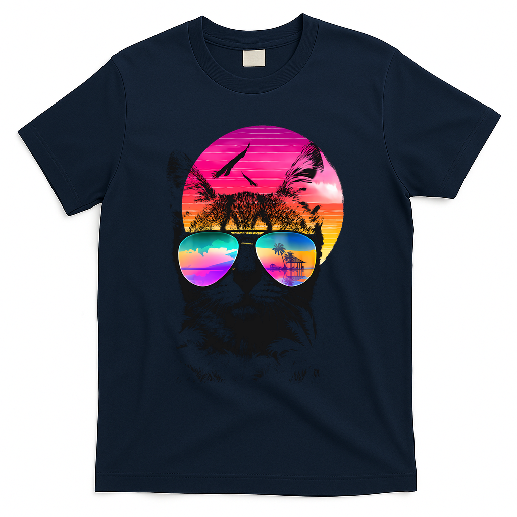 Summer Cat T-Shirt - Navy