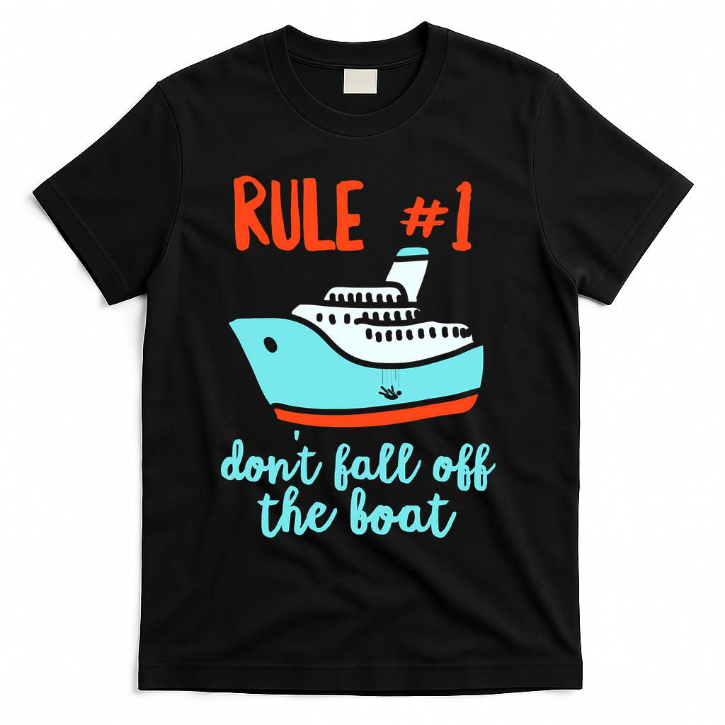 Summer Cruising Trip Funny Don't Fall Off The Boat T-Shirt - Black