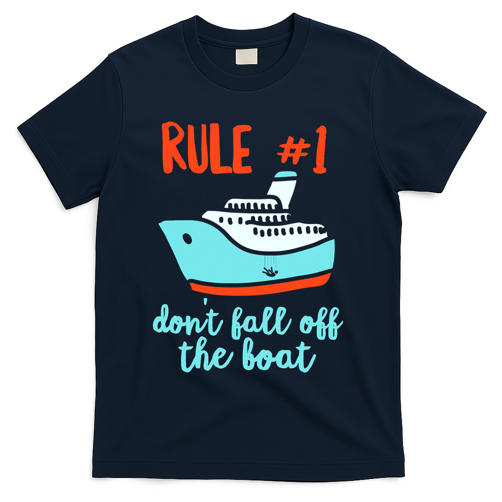 Summer Cruising Trip Funny Don't Fall Off The Boat T-Shirt - Navy