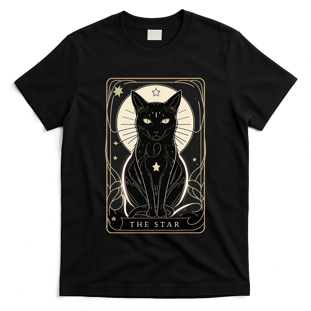 Star Cat Tarot Card Graphic For Tarot Cat Lovers T-Shirt