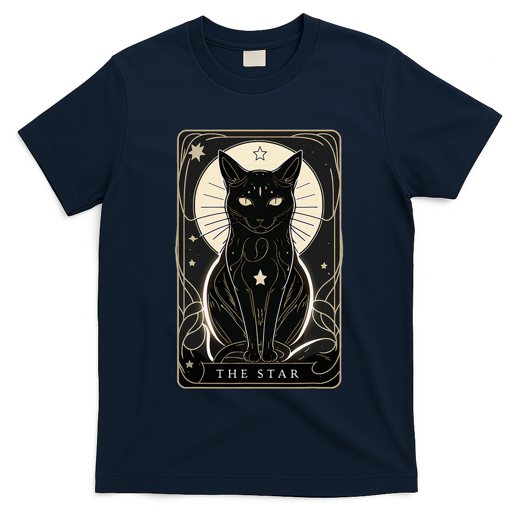 Star Cat Tarot Card Graphic For Tarot Cat Lovers T-Shirt