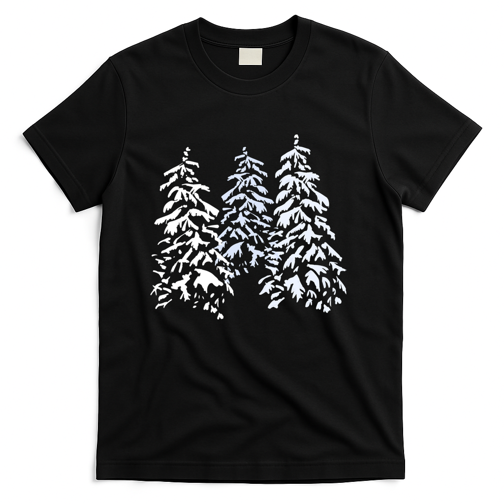 Snow Covered Winter Trees - Black