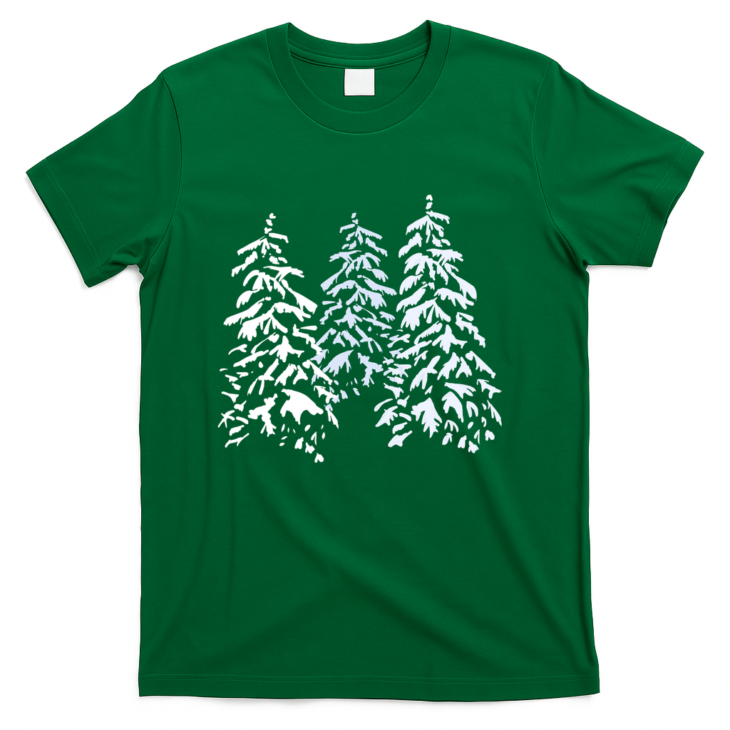 Snow Covered Winter Trees - Green