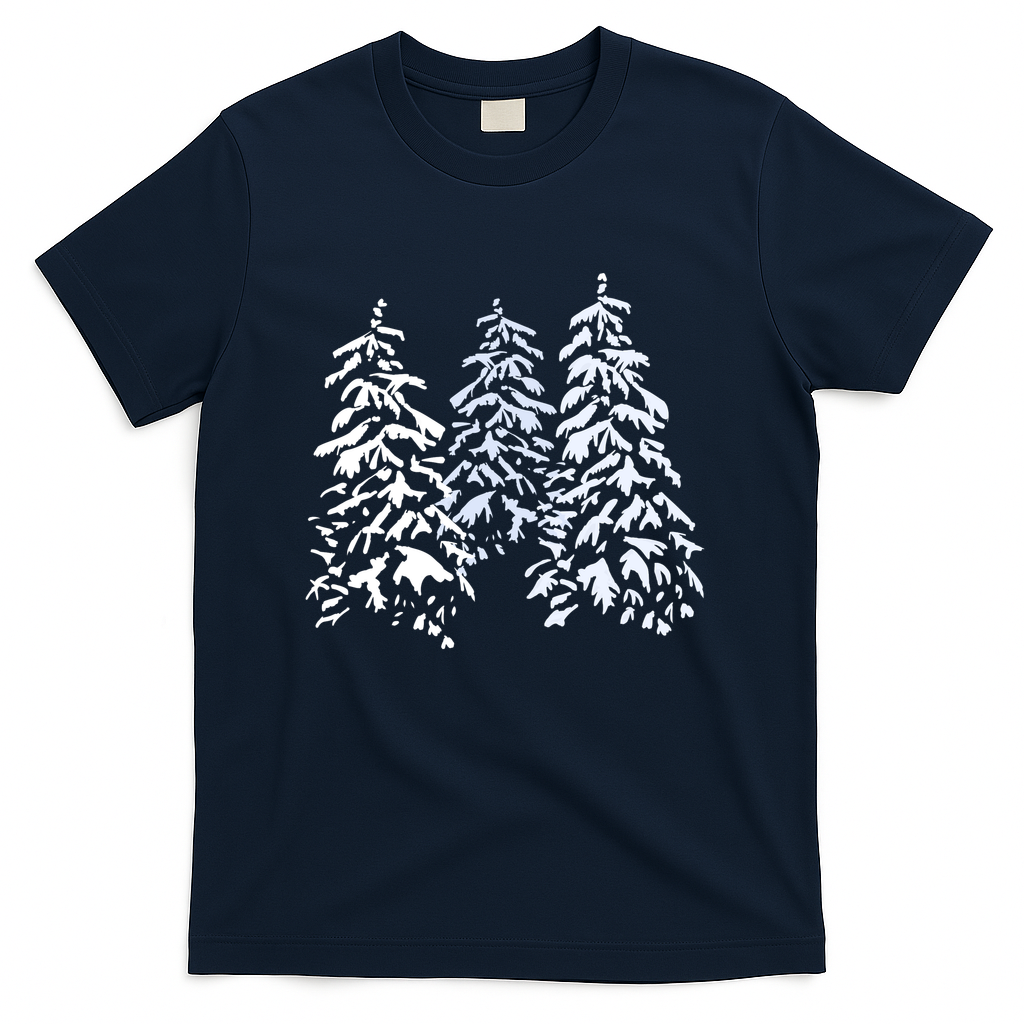 Snow Covered Winter Trees - Navy