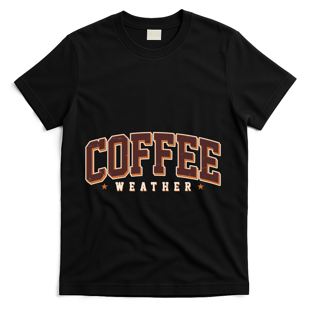 Sporty Coffee Weather Coffee Lover Fall Autumn Fan T-Shirt - Black