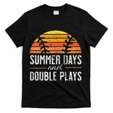 Summer Days and Double Plays Baseball Player Retro Vintage T-Shirt - Black