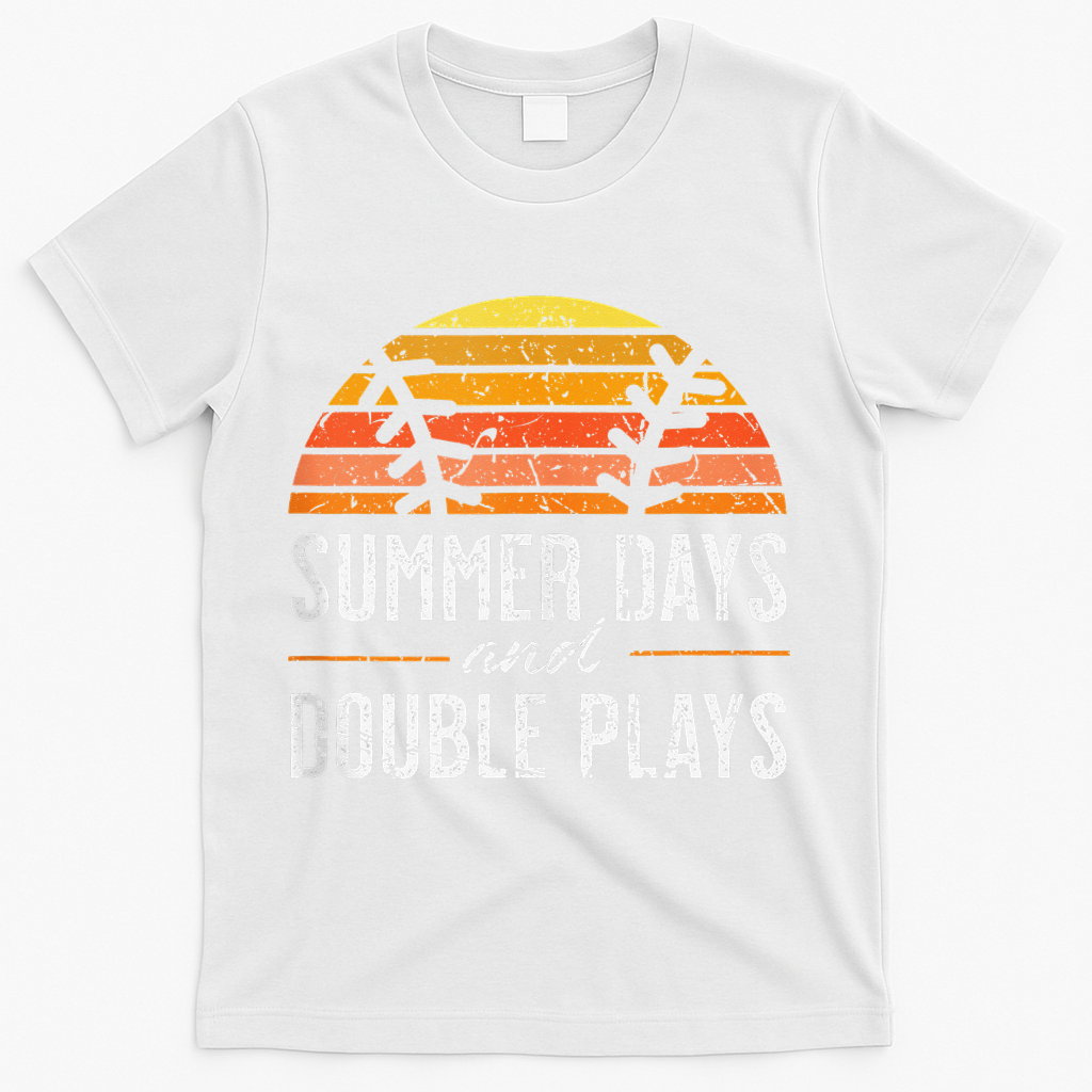 Summer Days and Double Plays Baseball Player Retro Vintage T-Shirt - White