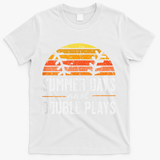 Summer Days and Double Plays Baseball Player Retro Vintage T-Shirt - White