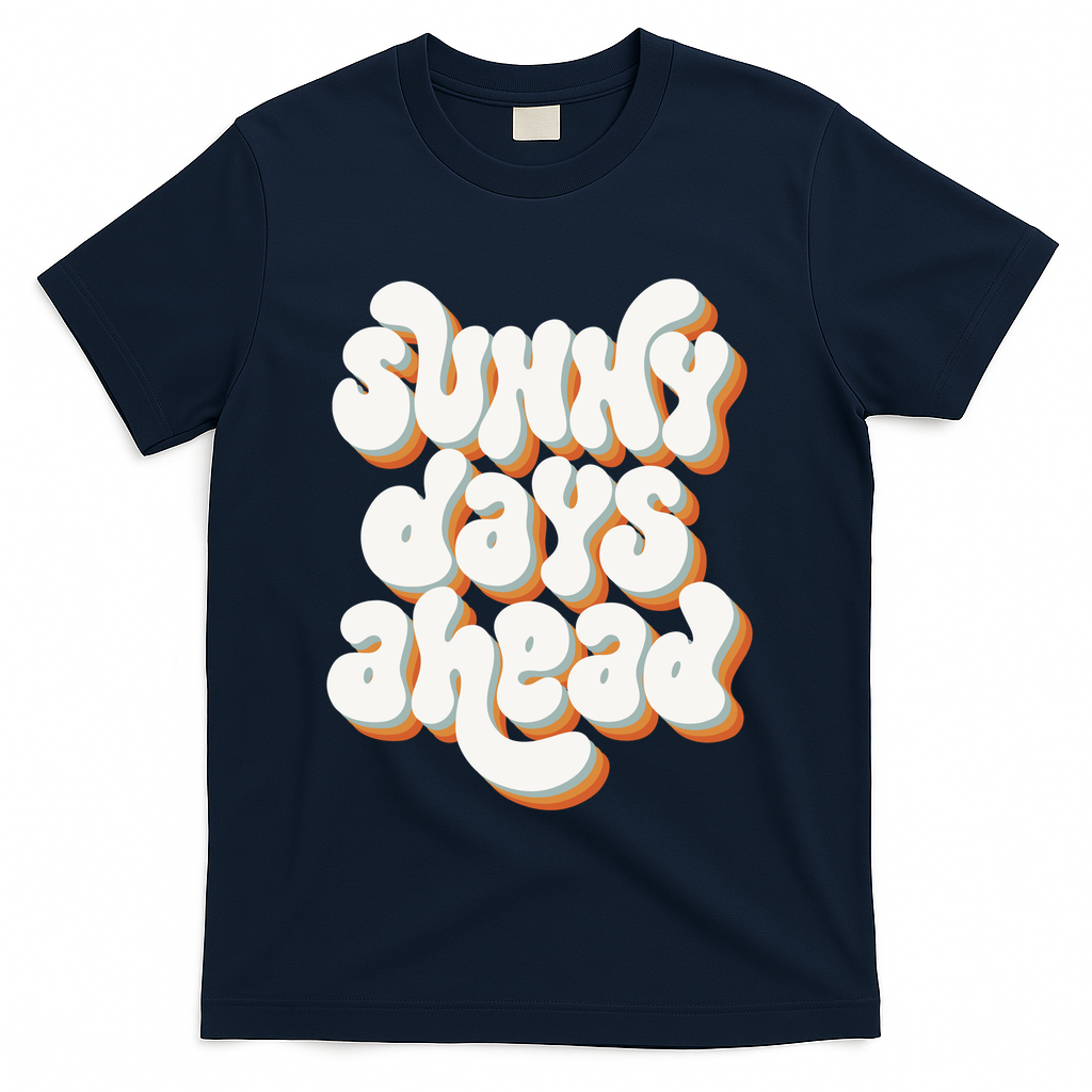 Sunny Days Ahead Retro Summer T-Shirt - Navy
