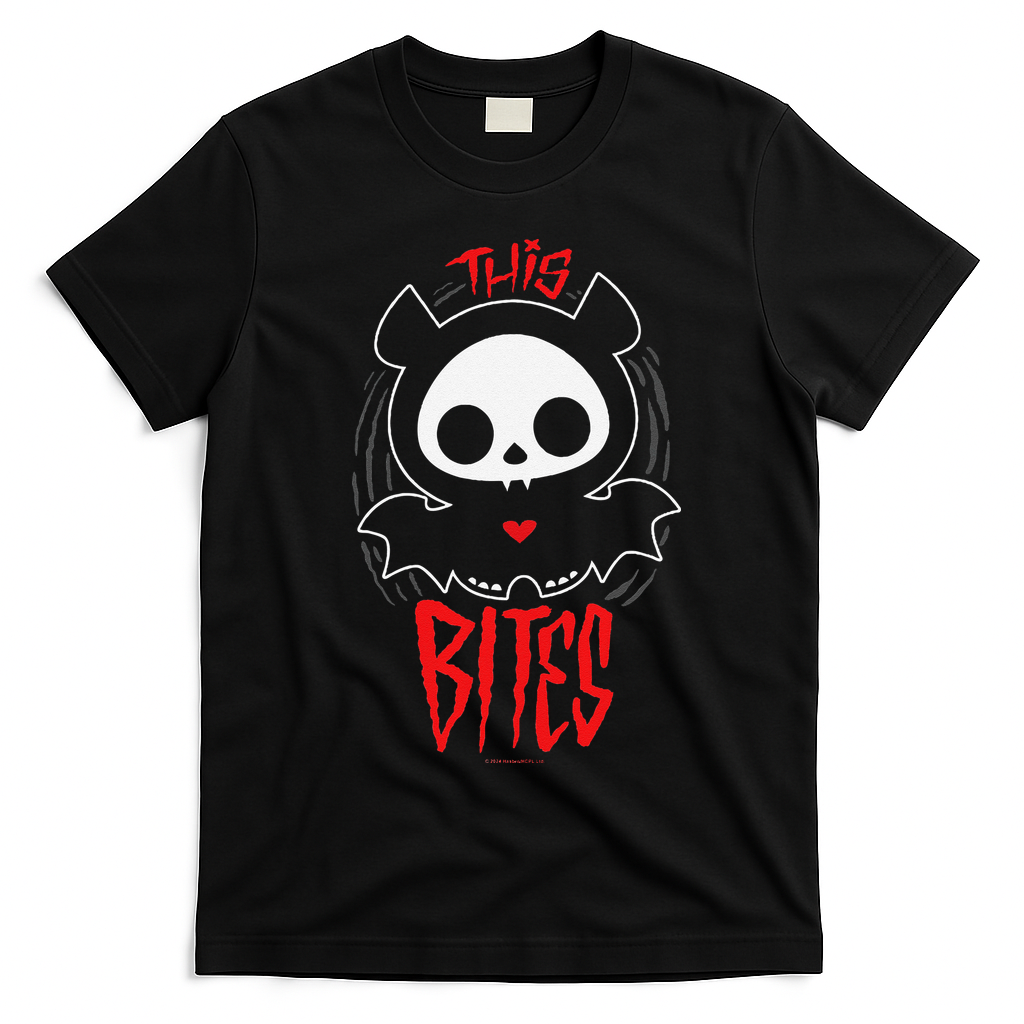 Skelanimals Diego Bat This Bites Red Halloween Spooky Logo T-Shirt - Black