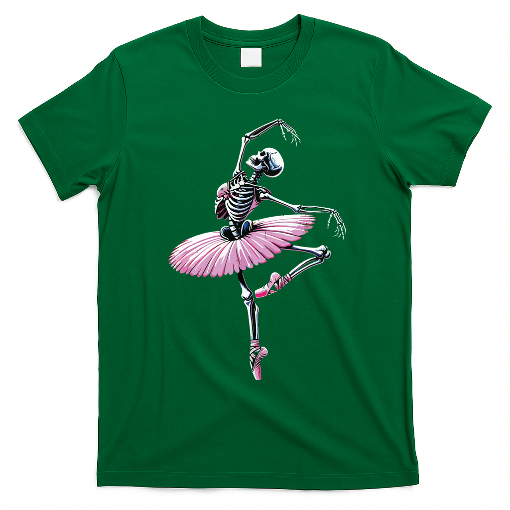 Skeleton Dancing Ballet Lovers Spooky Halloween Dancer T-Shirt - Irish Green
